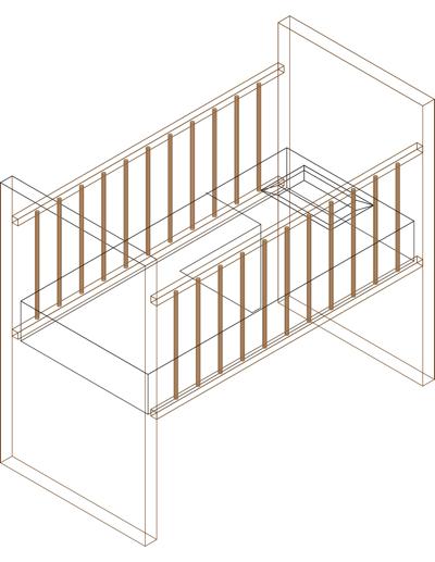 Bloco com berço em 3D.